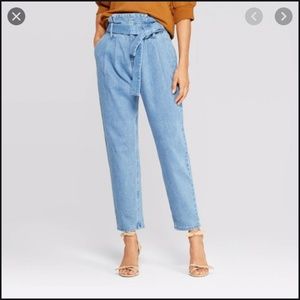 Paperbag Waist Straight Leg Jeans